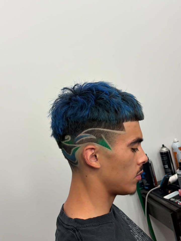 Blue color cut with a sharp fade